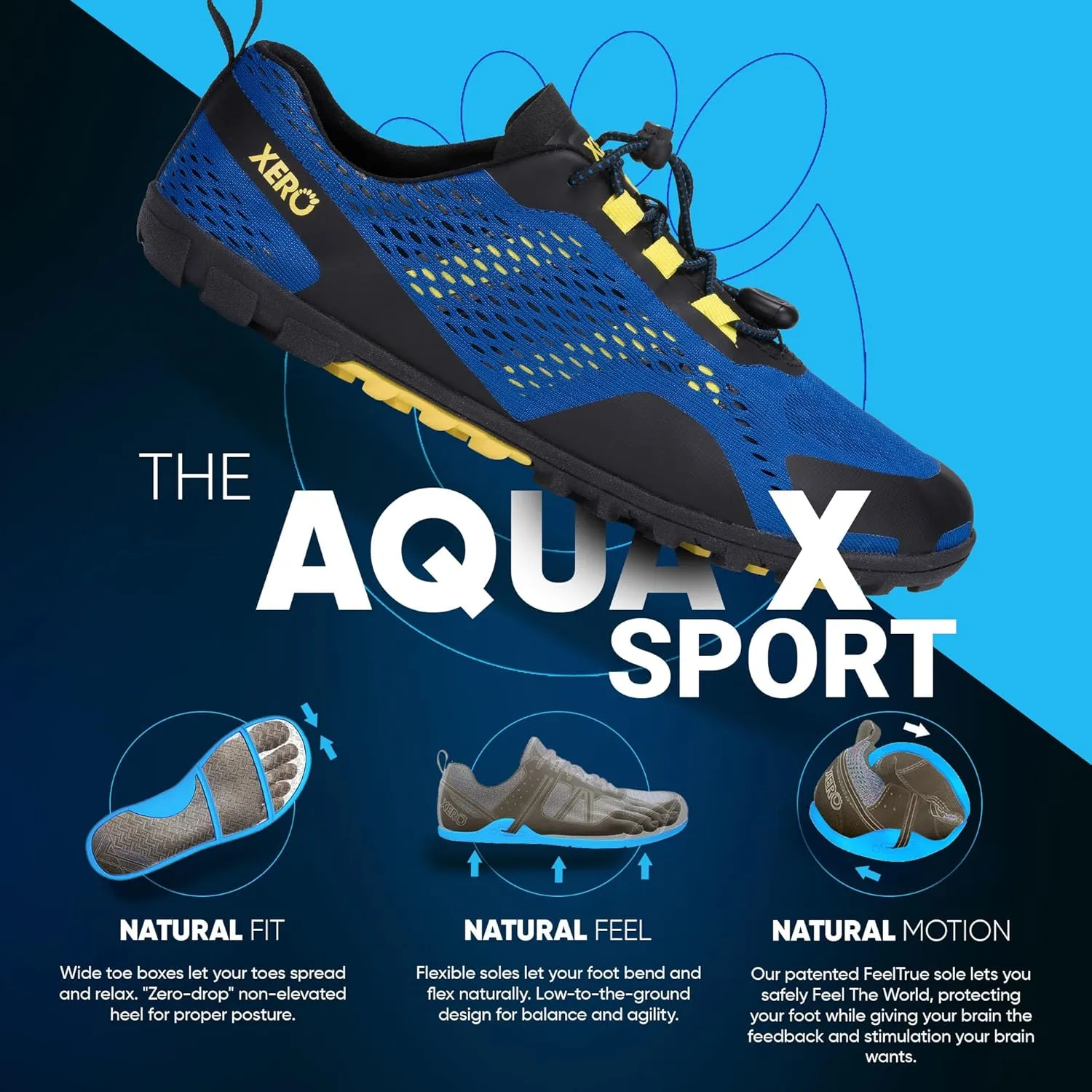 Xero Shoes Barefoot Water Shoes for Men | Aqua X Sport Men's Water Shoes | Wide Toe Box, Zero Drop Heel, Minimalist for Beach, Hiking, Running