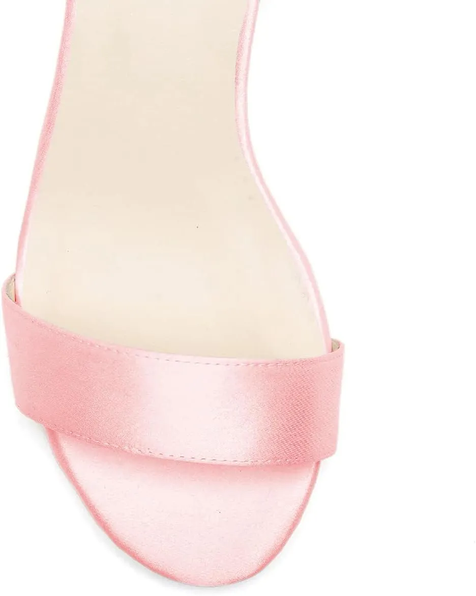 XYD Women Girls Open Toe Strappy Low Block Heel Sandal Pumps Ribbon Ankle Strap Lace Wedding Dress Evening Shoes