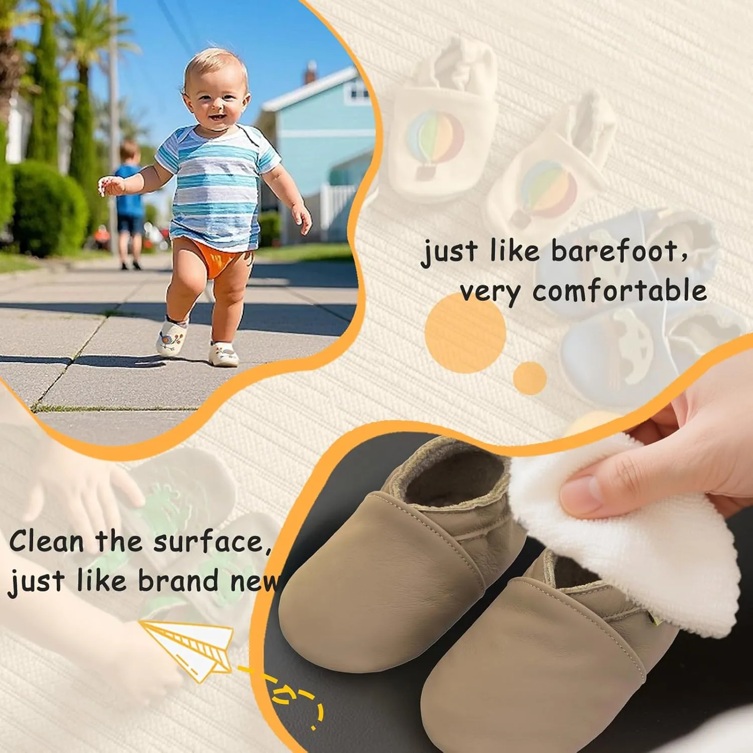 YALION Baby Soft Leather Shoes Suede Sole Infant Toddler First Walking Sports Crib Moccasins