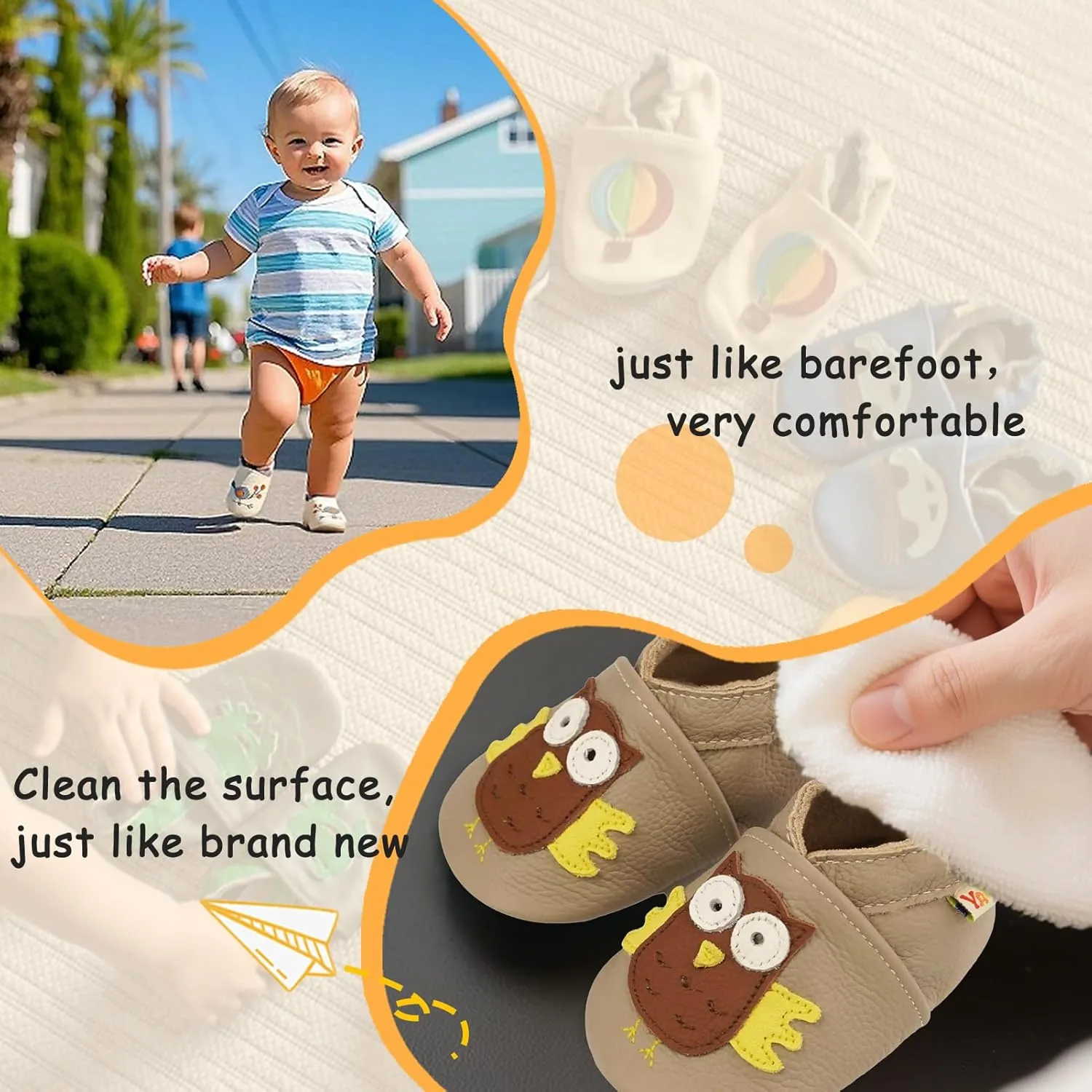 YALION Baby Soft Leather Shoes Suede Sole Infant Toddler First Walking Sports Crib Moccasins