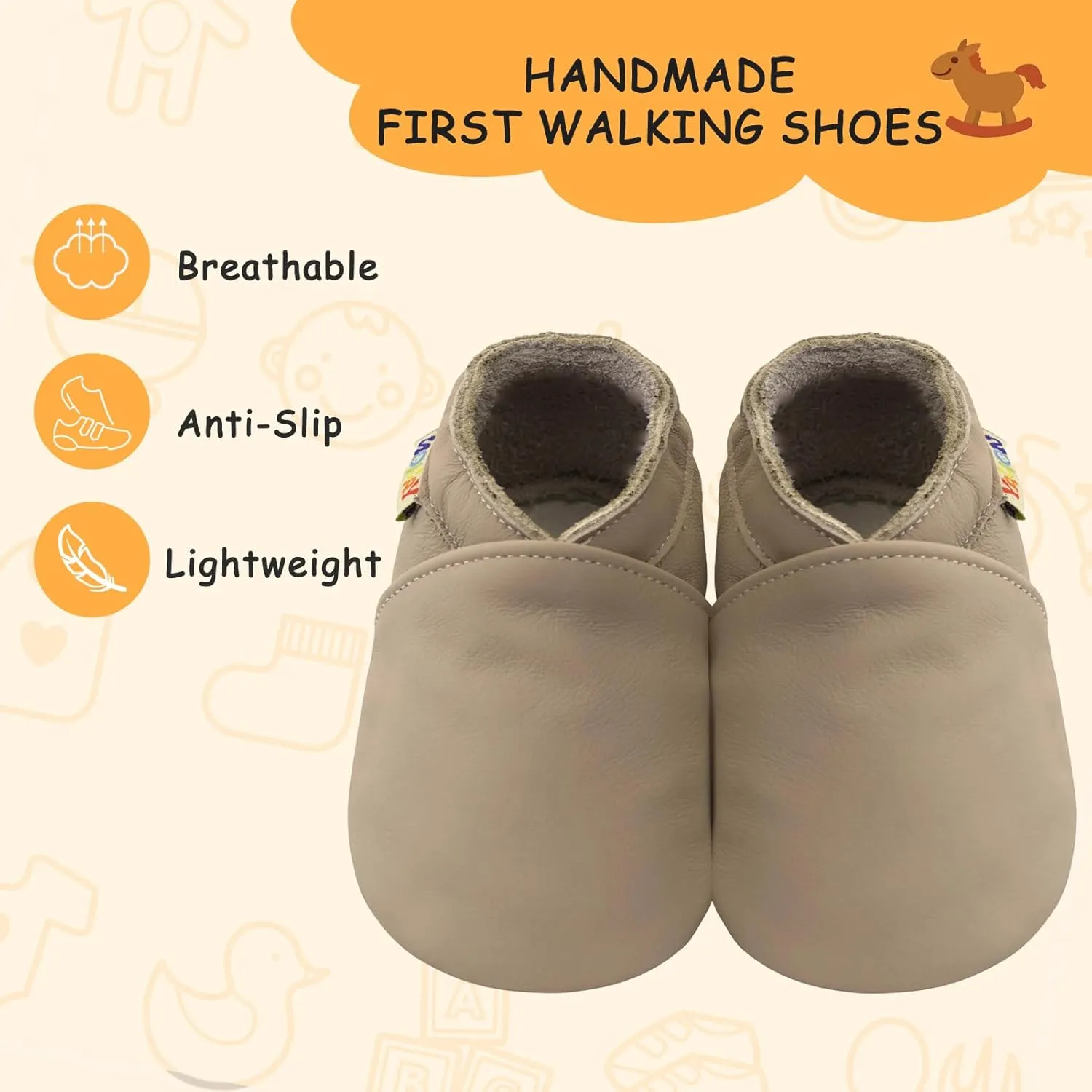 YALION Baby Soft Leather Shoes Suede Sole Infant Toddler First Walking Sports Crib Moccasins