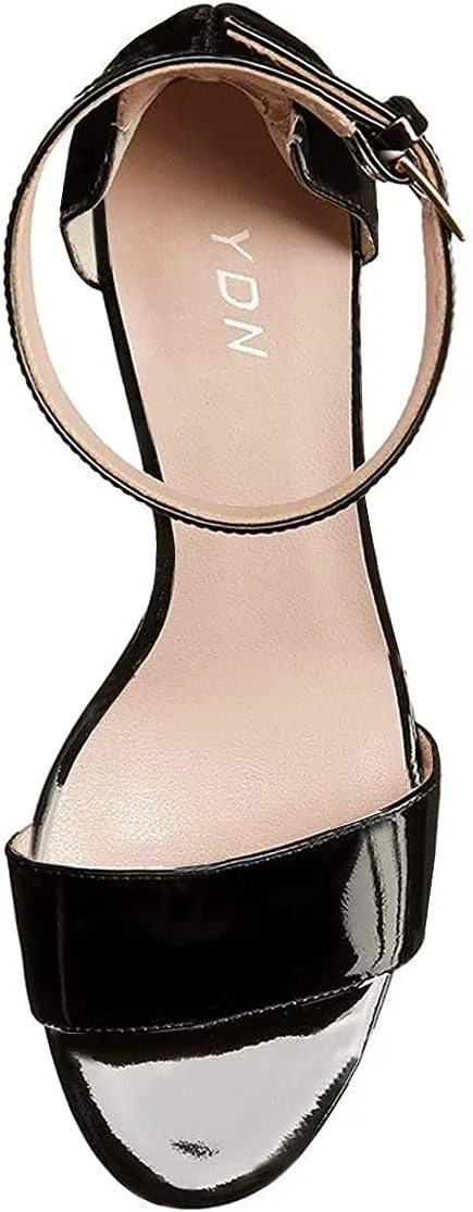 YDN Women's Chunky High Heel Sandals Polka Dot with Ankle Strap Dressing Prom Shoes