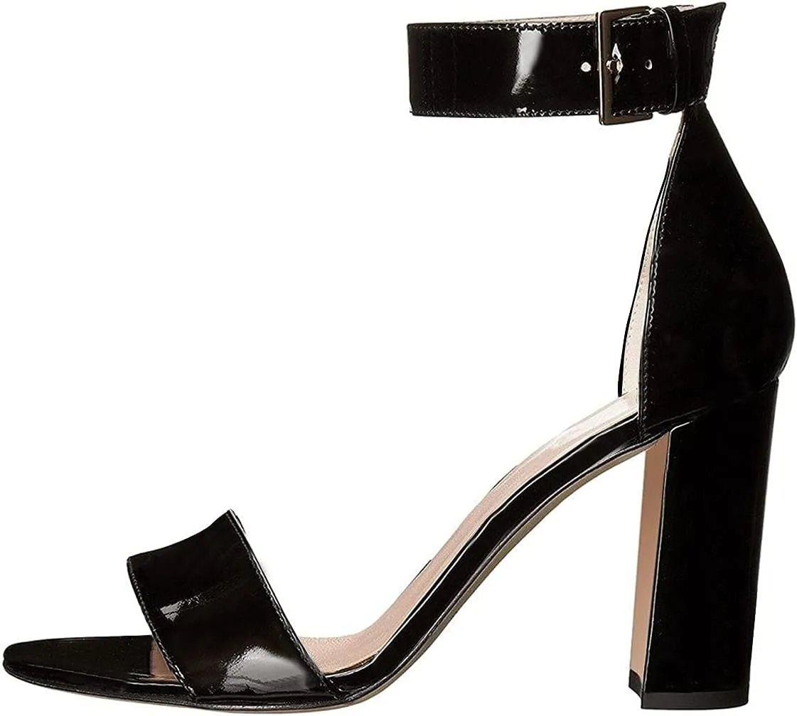 YDN Women's Chunky High Heel Sandals Polka Dot with Ankle Strap Dressing Prom Shoes