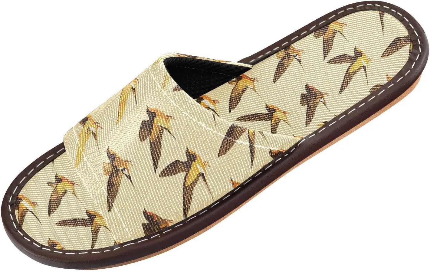 Yellow Flying Birds Mens Spa Shower Slippers Reusable Non Slip Sandals for Hotel Travel Outdoor