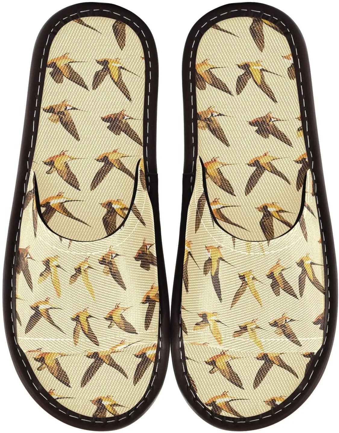 Yellow Flying Birds Mens Spa Shower Slippers Reusable Non Slip Sandals for Hotel Travel Outdoor