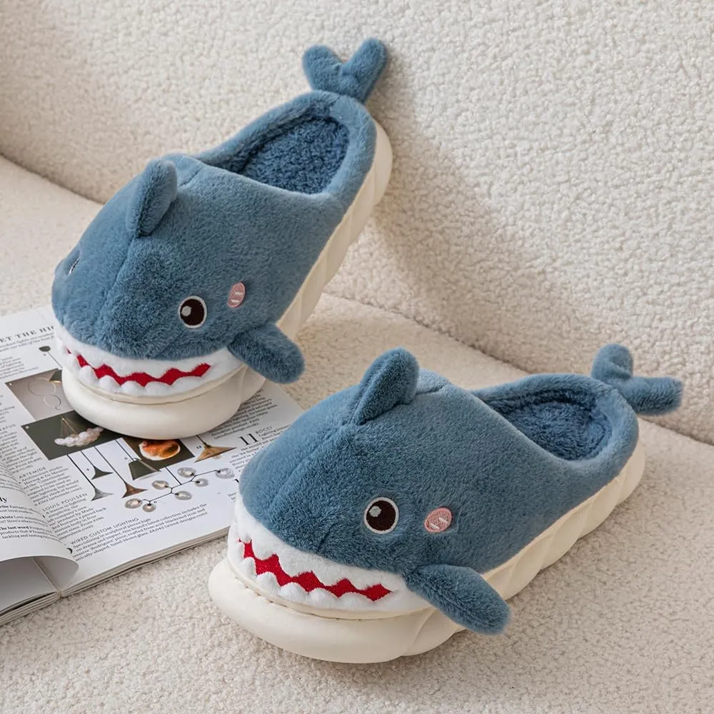 YILANLAN Women Men Slippes Cute Animal Shark Slippers Adult Cozy Plush Warm Winter House Slippers