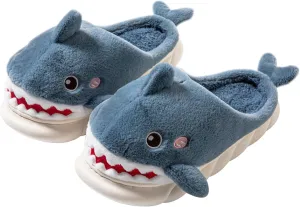 YILANLAN Women Men Slippes Cute Animal Shark Slippers Adult Cozy Plush Warm Winter House Slippers