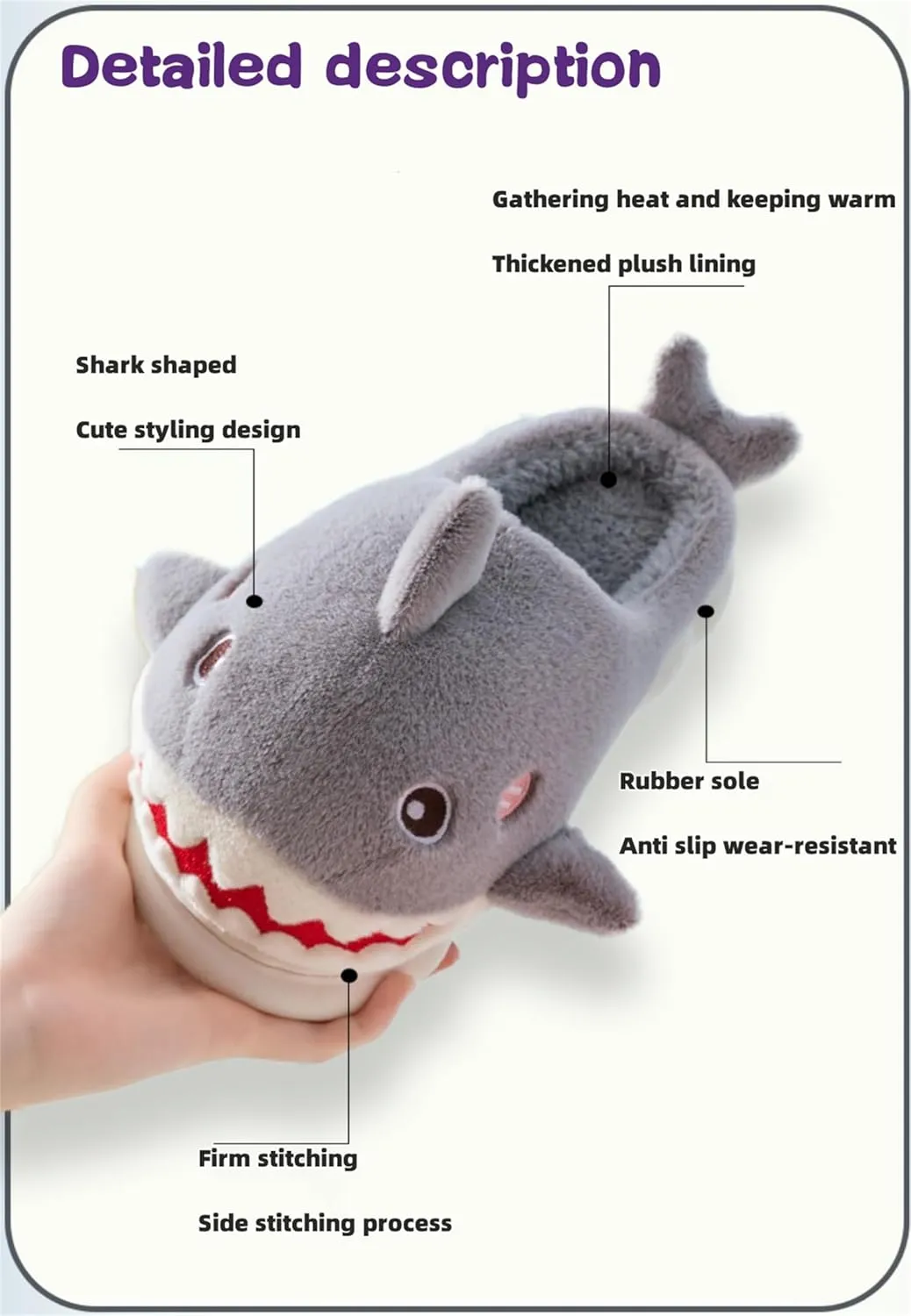 YILANLAN Women Men Slippes Cute Animal Shark Slippers Adult Cozy Plush Warm Winter House Slippers