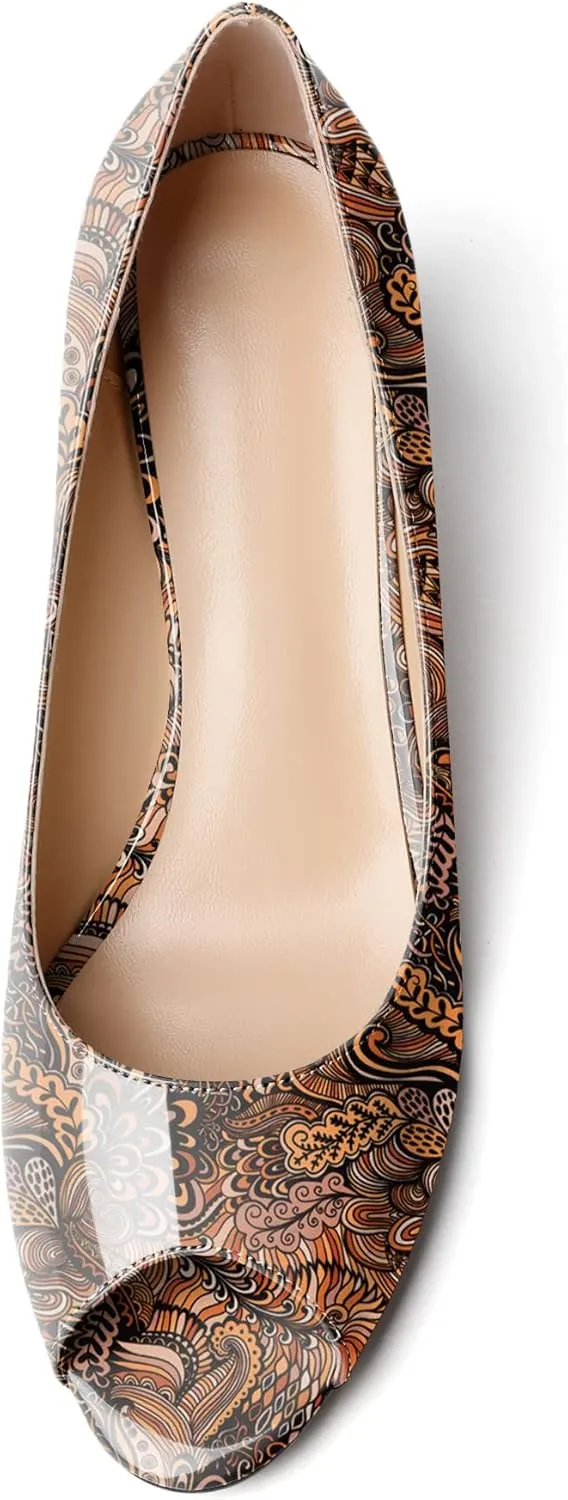 YODEKS Women's Peep Toe Wedge Sandals Low Heel Pumps Open Toe Heeled Sandals Shoes