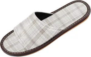 Yuiboo Grey Plaids Mens Shower Slippers Ultralight Anti-slip Sandals for Indoor Bedroom Hotel