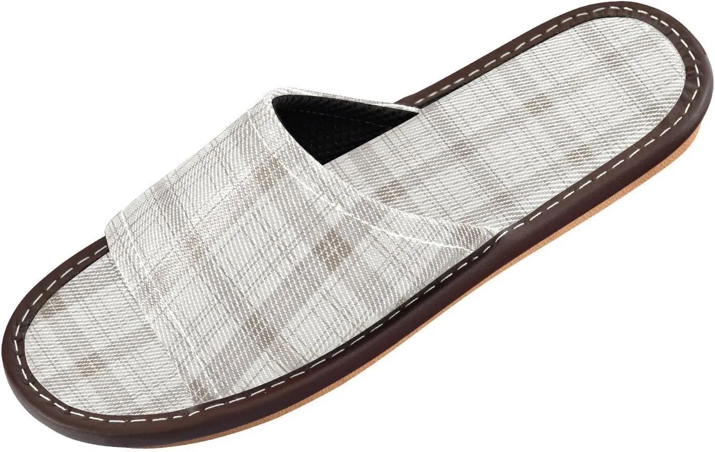 Yuiboo Grey Plaids Mens Shower Slippers Ultralight Anti-slip Sandals for Indoor Bedroom Hotel
