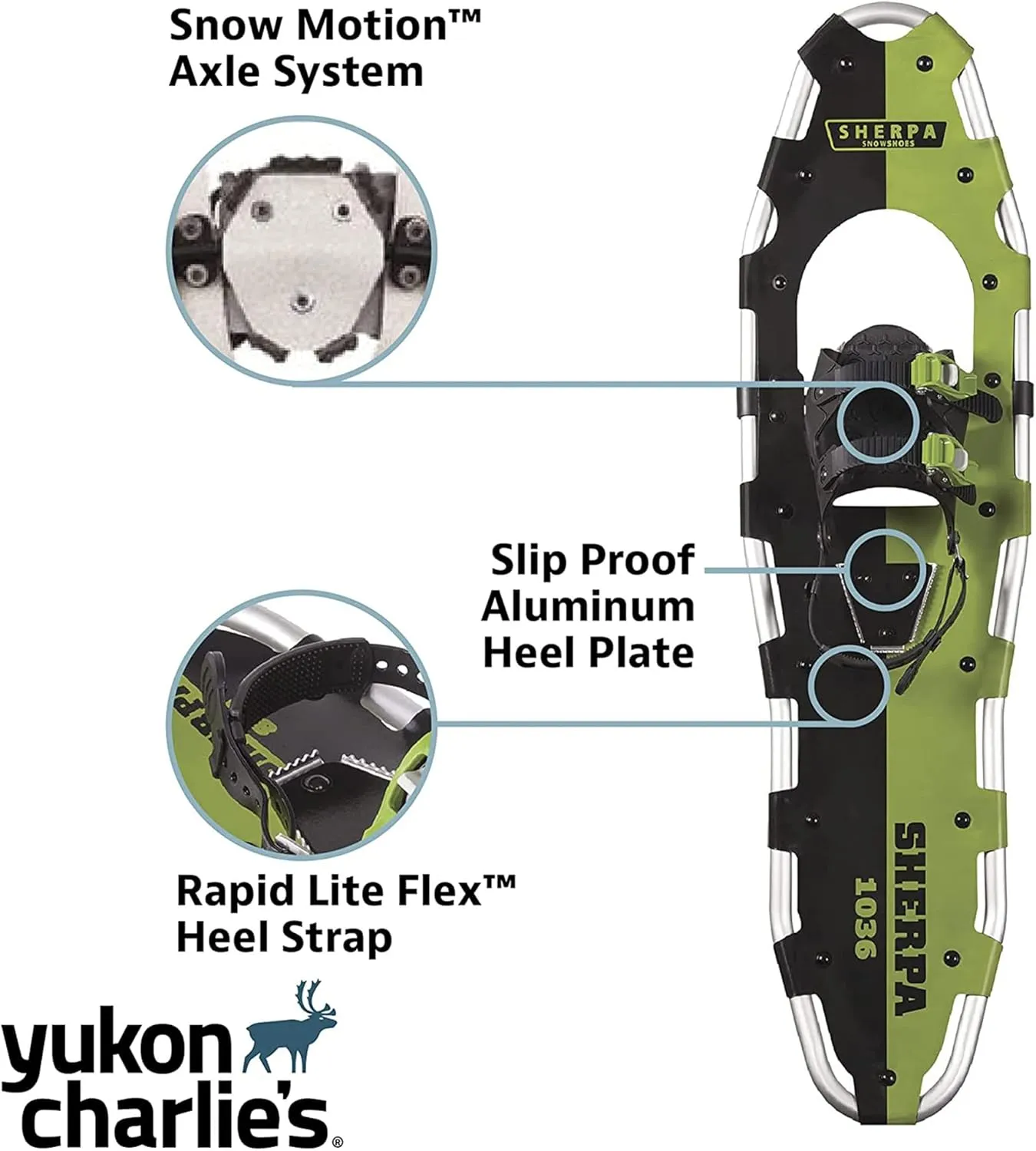 Yukon Charlie's Sherpa Snowshoe, Snowshoes for Men & Women, Snowshoeing Kits for All Skill Levels, Multiple Sizes & Models