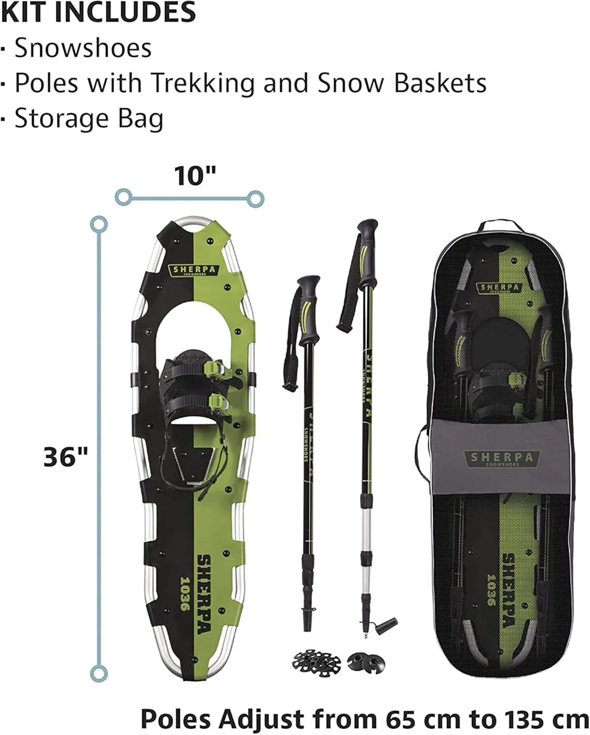 Yukon Charlie's Sherpa Snowshoe, Snowshoes for Men & Women, Snowshoeing Kits for All Skill Levels, Multiple Sizes & Models