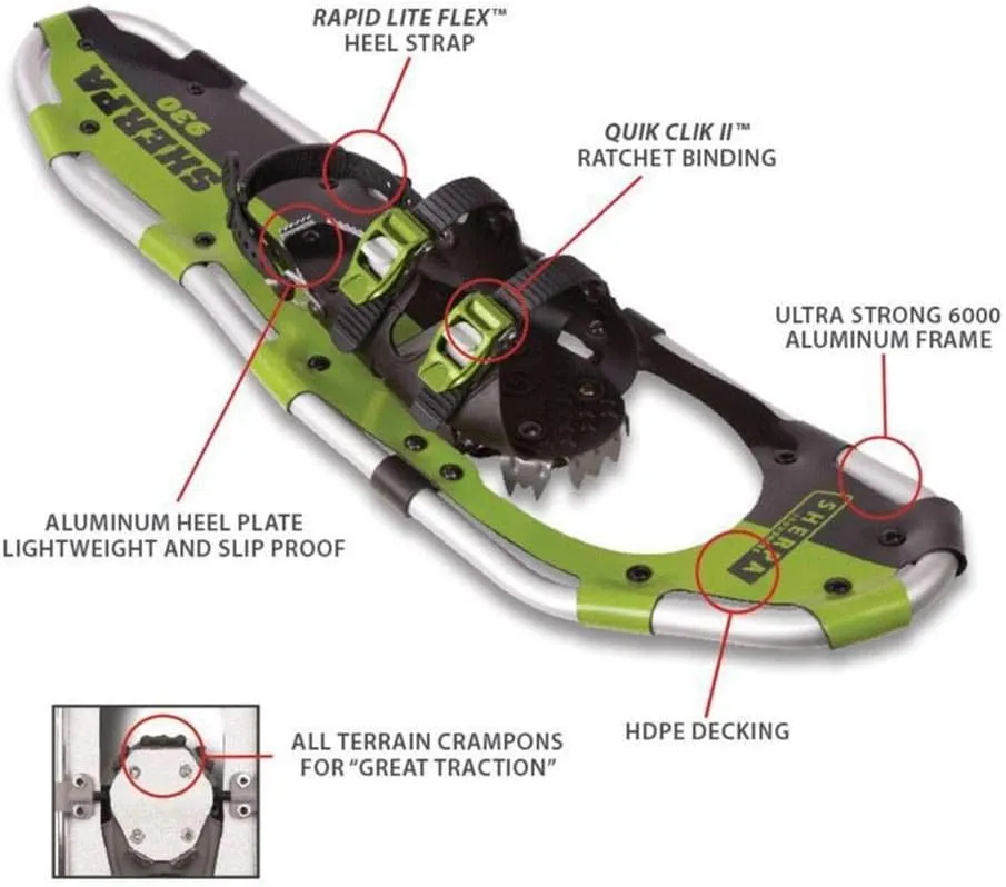 Yukon Charlie's Sherpa Snowshoe, Snowshoes for Men & Women, Snowshoeing Kits for All Skill Levels, Multiple Sizes & Models