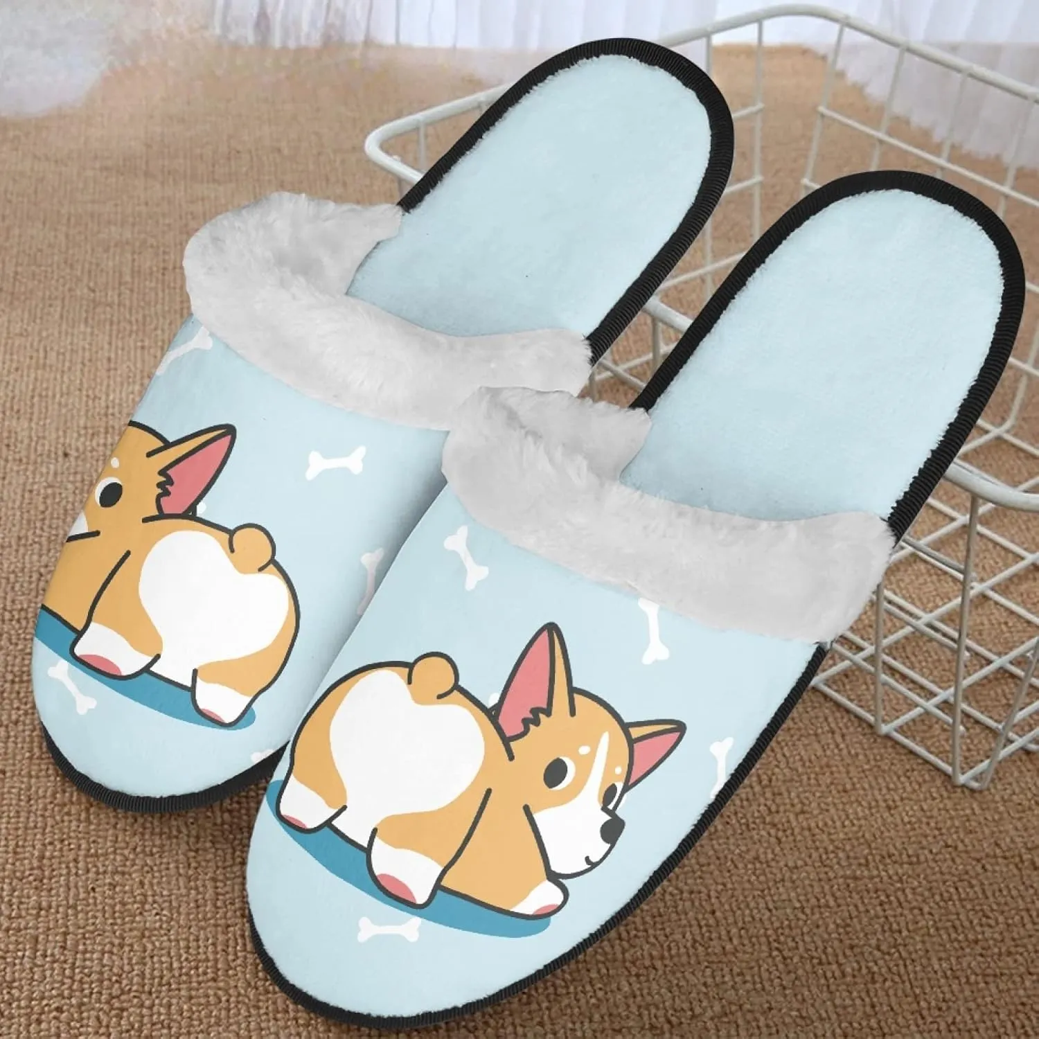 Yzaoxia Women Fluffy Slippers Soft Plush House Slippers Winter Warm Cozy Bedroom Slippers Washable