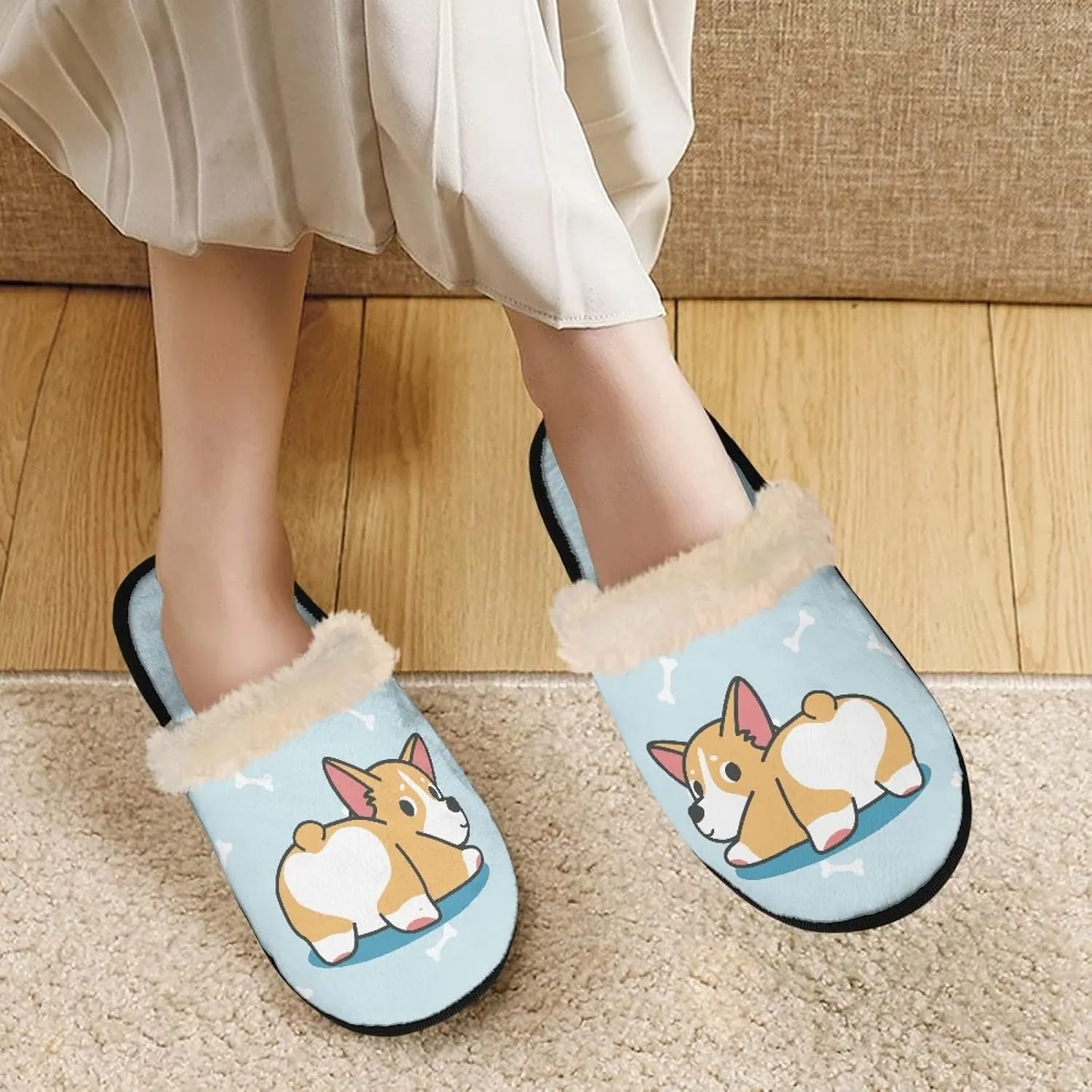 Yzaoxia Women Fluffy Slippers Soft Plush House Slippers Winter Warm Cozy Bedroom Slippers Washable
