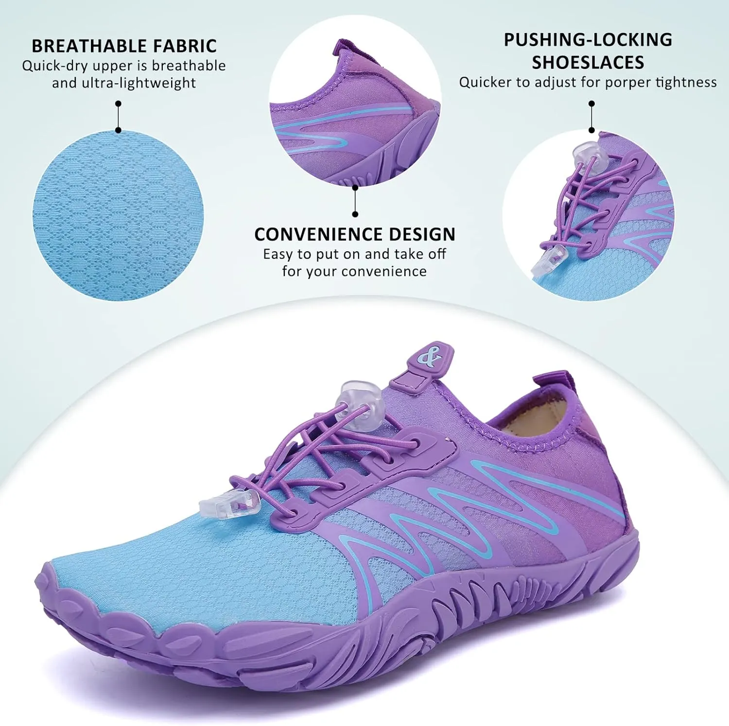 ziitop Water Shoes for Men Women Beach Barefoot Swim Rock Climbing Pool Shoes Socks, Anti-Slip Breathable Quick Dry Lightweight Slip-on, Outdoor Sport Hiking Walking Boating Fishing Diving Surfing