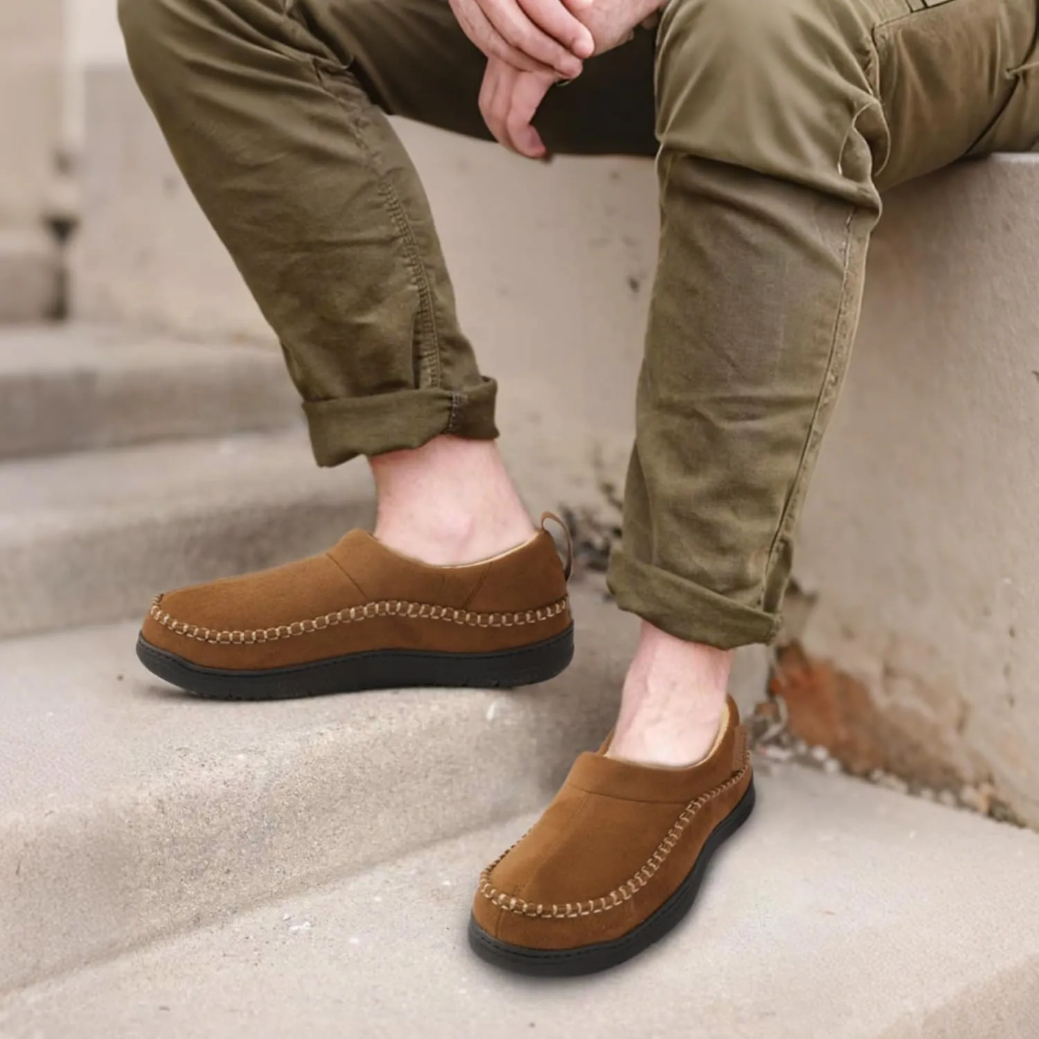 Zizor Men's Doyle Memory Foam Moccasin House Shoes Slippers