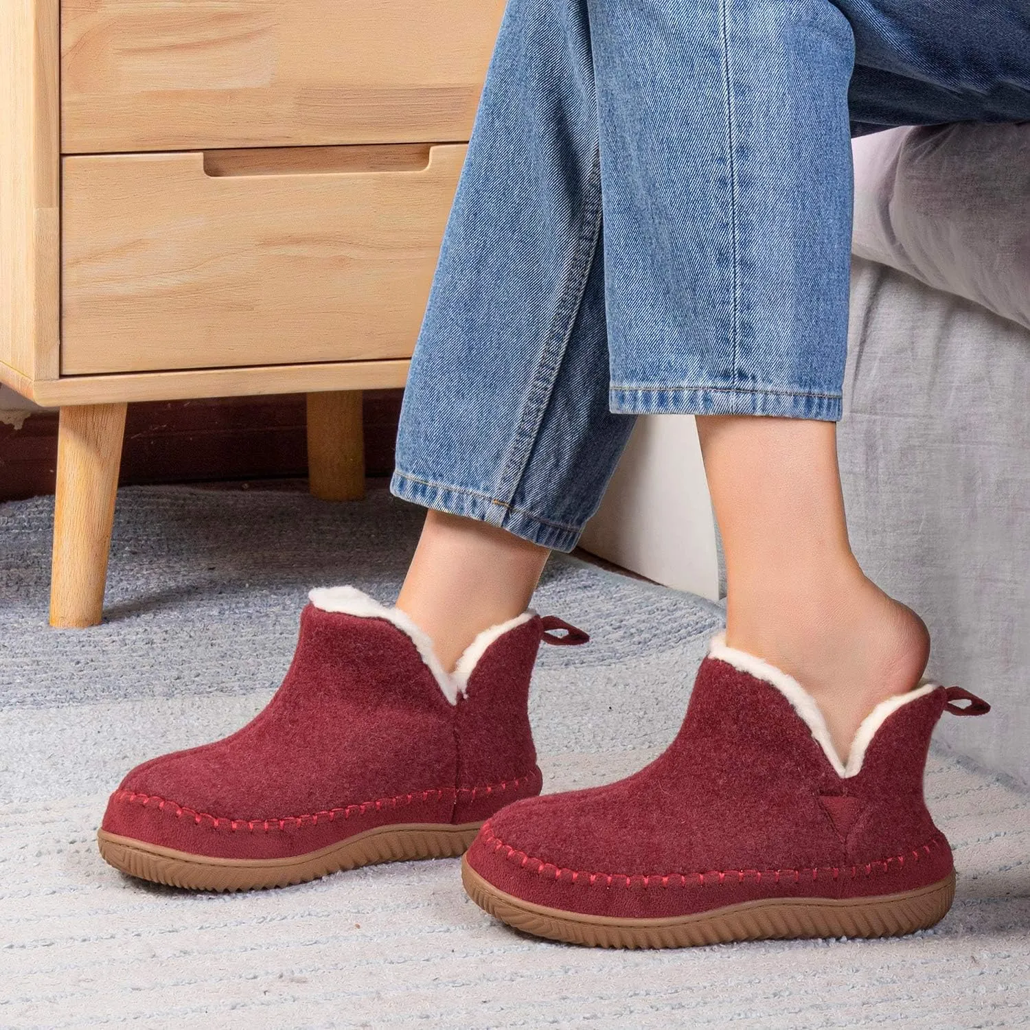 Zizor Women's Moccasin Bootie Slippers with Cosy Memory Foam, Ladies' Toasty Slip on House Shoes with Hard Outdoor Indoor Rubber Sole