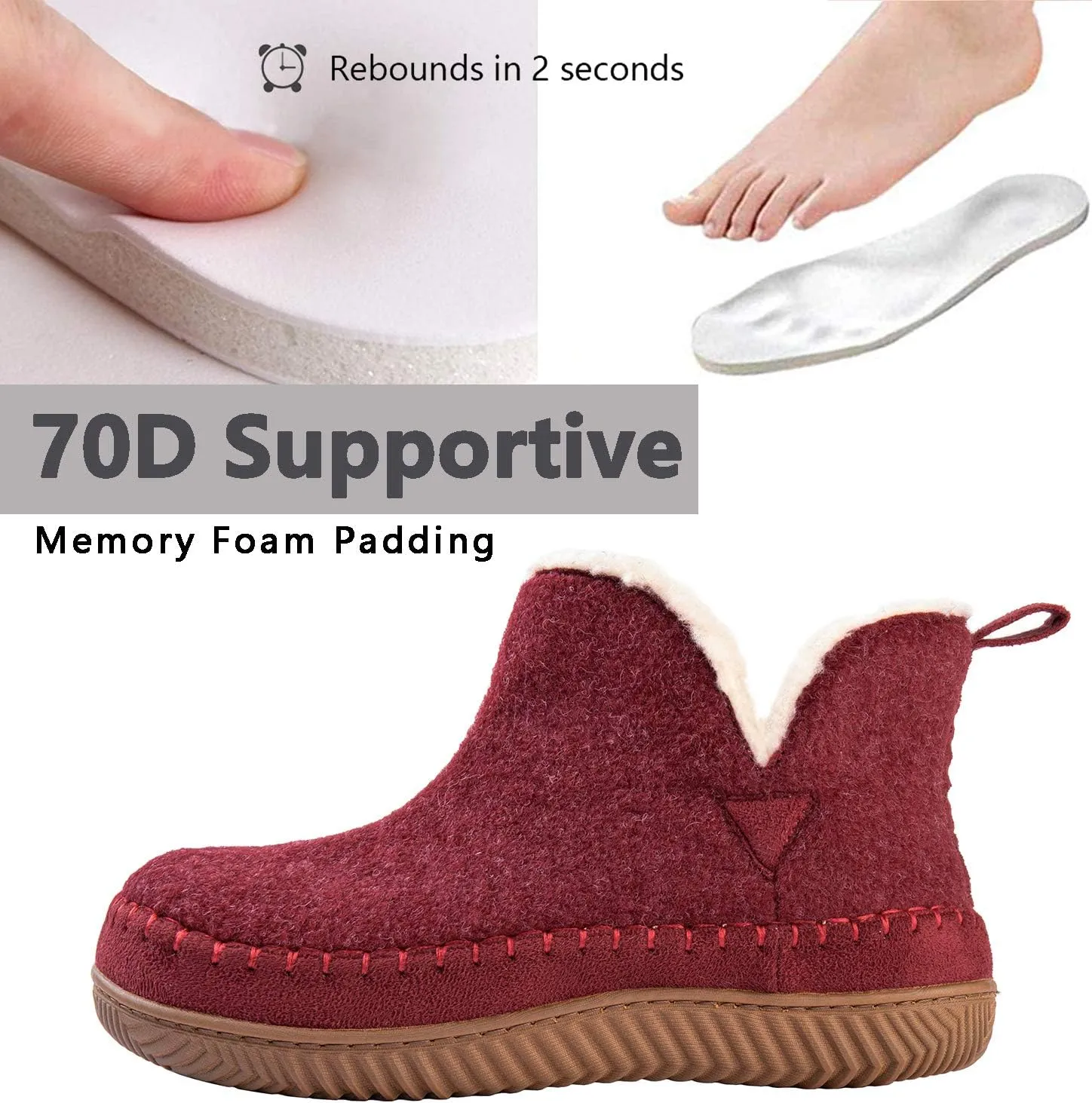 Zizor Women's Moccasin Bootie Slippers with Cosy Memory Foam, Ladies' Toasty Slip on House Shoes with Hard Outdoor Indoor Rubber Sole