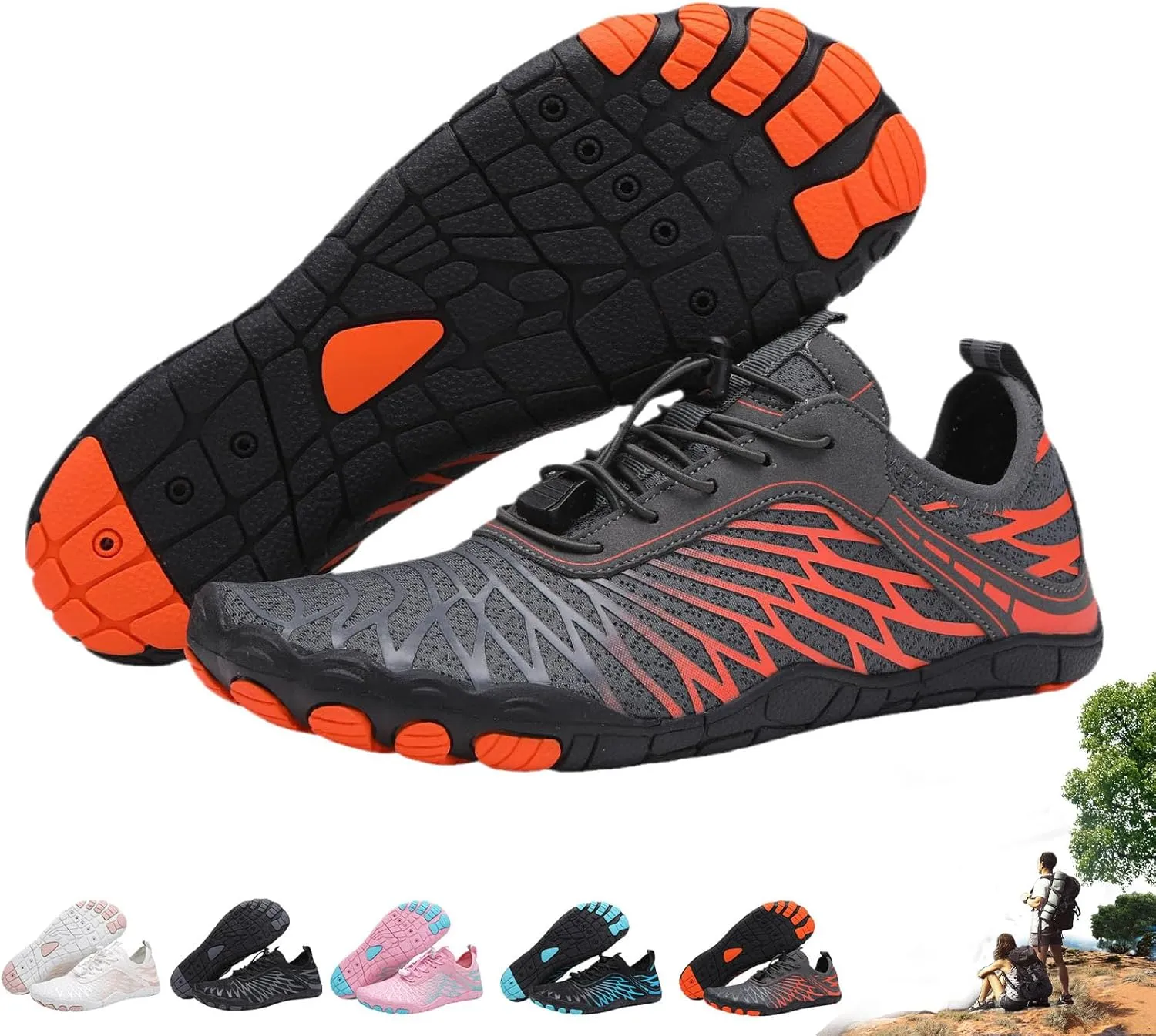 ZJQ Grounded Footwear for Women, Grounded Footwear for Men, Grounded Footwear Barefoot Shoes, Trail Running Barefoot Shoes